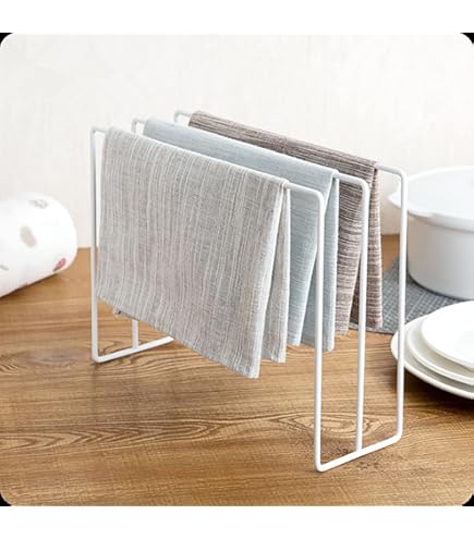 Supporto Porta Strofinacci Relaxdays - 3 Bracci Pieghevole, Metallo E Legno, 25x27 Cm - Foto 2