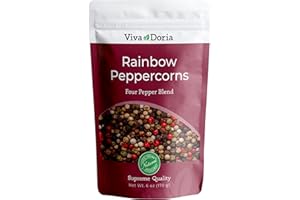 Viva Doria Rainbow Peppercorns - Four Peppercorn Blend, Whole Black, Green, Pink and White Pepper, Steam Sterilized 170 gram (6 oz) For Grinder Refill