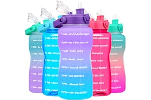 BuildLife 2 Litre Motivational Water Bottle - With Time Marker Wide Mouth Leak Proof Reusable BPA Free Water Jug for Fitness Gym Camping Outdoor Sports