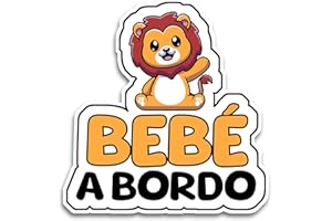 BRATIKISHOP Pegatina Bebe a Bordo Coche, Bebé Leo 15.5 x 15 cm, Pegatinas Resistente a UV e Impermeables, Animal Sticker