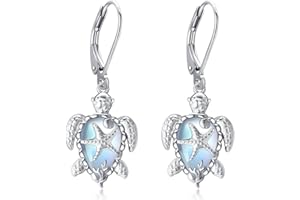 CUPENDA Schildkröten Ohrringe Sterlingsilber Mondstein Meeresschildkröte Baumelnde Ohrringe Schildkrötenschmuck für Damen