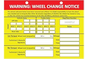 MOKUZAI Wheel Change Notice Tag, Card, Re-Torque, Tourque Warning - x50 Punched Cards