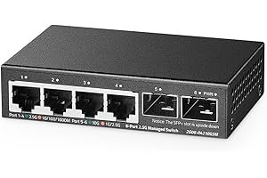 Binardat 4 Port 2.5g Network Web Management Switch, con 2x10g sfp, ultrapequeño, Soporte Trunk/LACP /vlan/qos, conmutador de Red multigigabit metálico/montado en la Pared