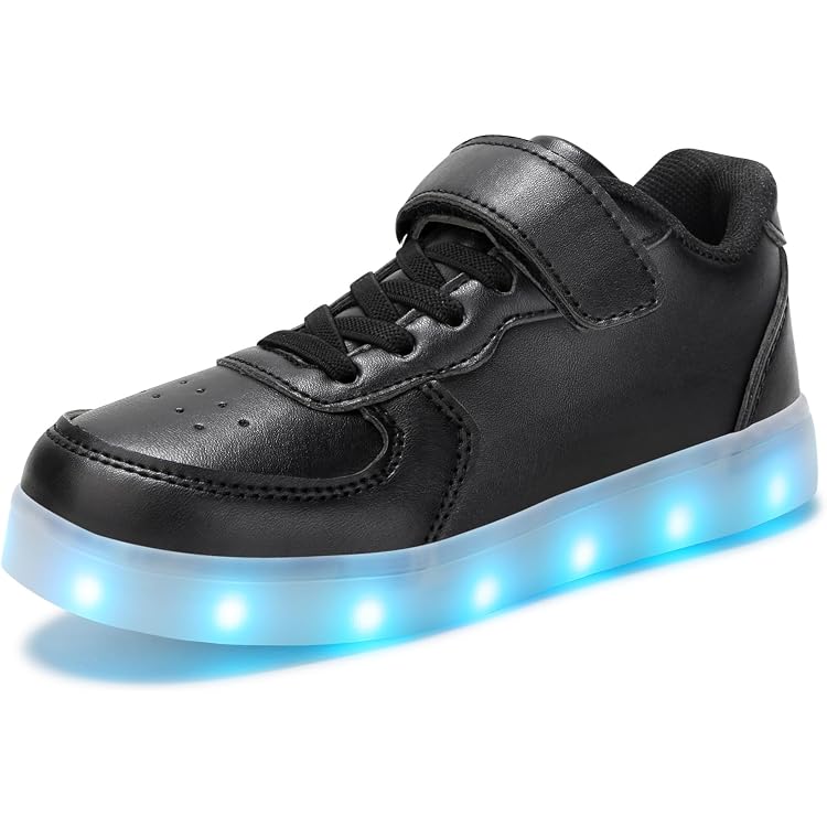 Chaussures LED Enfant 7 Couleurs Changeantes – Rechargeable USB, Velcro, Respirantes, Pour Running, Sport