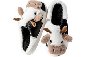 Fadezar Zapatillas de Casa Muje Hombre Pantuflas Tiburon/Vaca Cálido Espuma de Memoria Peluche Zapatillas de invierno Muje