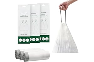 SONGMICS Müllbeutel mit Zugband, hochbelastbar, Müllsäcke für 20 Liter Mülleimer, bereits getrennt, Code 020A01, 3 Rollen, insgesamt 120 Stück, weiß KRB020A03