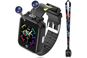 TOPCHANCES Smartwatch für Kinder Smart Watch kinderuhr mit GPS WiFi LBS Tracker, 2 Kamera, SOS, Wecker, Jungen Mädchen Smartphone Kids 3-12 Jahre (Schawrz), T13, T13 Schawrz, Einheitsgröße