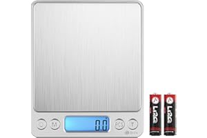 AMIR Bilancia da cucina digitale, bilancia per lettere ad alta precisione 3kg x 0.1g Argento