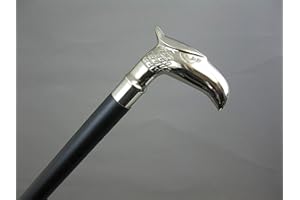 linoows Spazierstock Gehstock mit silbernem Adler Knauf, schwarzer Schuss