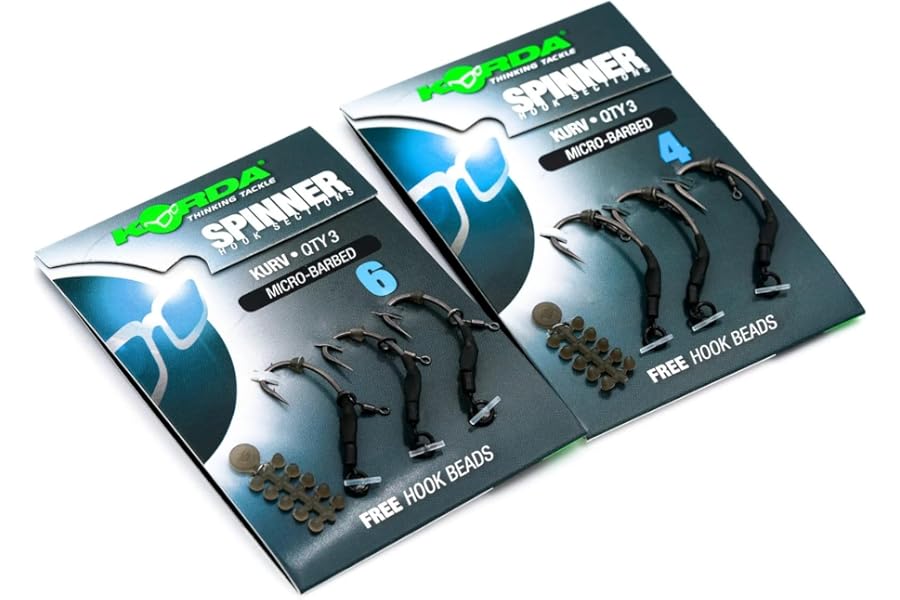 Korda Spinner Hook Sections Krank OR Kurv Barbed OR Barbless Packs Of 3