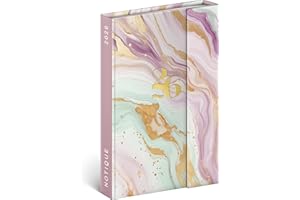 NOTIQUE Terminarz 2026 – mini planer kieszonkowy ok. A6 z zamknięciem magnetycznym, kompaktowy kalendarz tygodniowy 11 x 16 cm, twarda okładka z przeglądem miesięcy (Pink Marble)