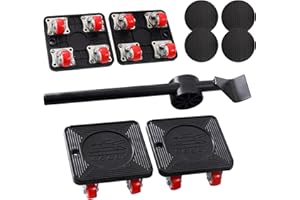 JurciCat Ruote Per Mobili set Di 9 Pezzi sollevatore Mobili Sposta Mobili Con Ruote 4 Ruote Per Il Trasporto Ruota In Pu Girevole A 360 Gradipiastre Antiscivolo Barra Di Rottura Max Per 400kg
