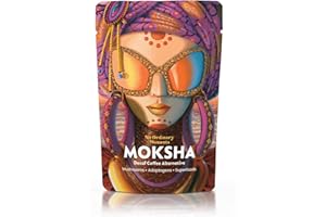 Moksha | No Ordinary Moments | Caffeine Free Decaf Mushroom Coffee Alternative | Lion’s Mane, Chaga, Reishi Mushrooms, Maca for Energy and Focus | Coffee Chai Latte Taste | Vegan | 150g - 30 servings