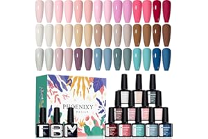 ‎PHOENIXY Phoenixy Gel Nagellack Set, 21 Stk. 8ml Gel Farblack Set Gel Nagellack Schellack Set mit Unterlack Überlack und Matte Überlack Geschenk für Frauen