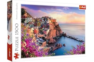 Trefl, Puzzle, Vue de la Ville de Manarola, 1500 Pièces, Haute qualité, Paysage, Italie, Cinque Terre, Vacances, Vue Romantique, pour Adultes et Enfants à partir de 12 Ans