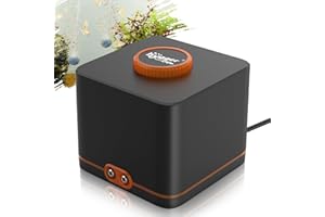 hygger Aquarium Air Pump,Ultra Silent Fish Tank Air Pump for Aquarium with 2 Air Outlets, 4W Adjustable Airflow Oxygen Pump with Air Tubings,Air Stones,Check Valves for Fish Tank up to 1100 Liter