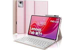 SENGBIRCH Funda con Teclado para Lenovo Tab M11 (2024) 11" (TB330FU / TB330XU) - Teclado Español Ñ Bluetooth Inalámbrico Extraíble para Tablet Lenovo Tab M11 (2024), Rosa Claro