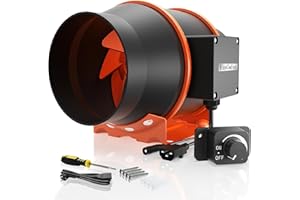 FanGoFast Rohrventilator 150mm Regelbar 684m³/h Rauchabzug Inline Abluftventilator Ideal Rohrlüfter mit IEC-Steckdose für Belüftung und Abluftgebläs-230V mit EU-Stecker und 1,5m Netzkabel