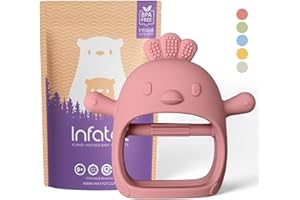 Infatot® Teething Toys for Baby Gifts – Chicken Silicone Mitten Teether, Soothing Glove for Infants, Baby Toys 0-6 Months, Soft Chewable Teether Toy to Prevent Finger Sucking, Plum