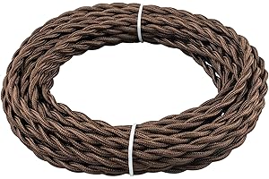 URCIANOW 10 M Cavo Elettrico Corda 2x0.75mm² Filo Vintage Elettrico18 AWG Cavo Elettrico Vintage 2 Fli Marrone per Lampada Antica Progetti Fai