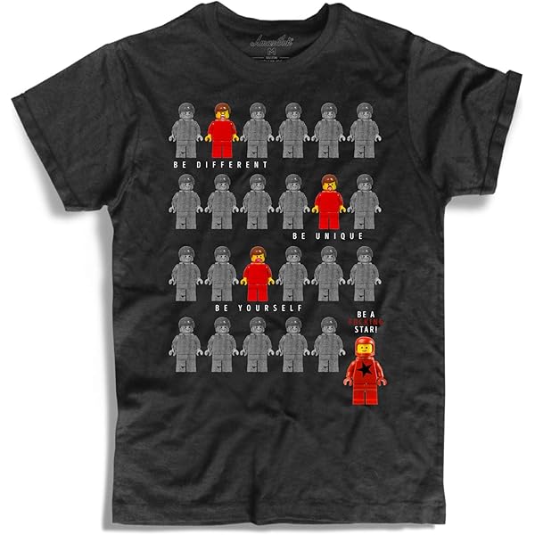 Tee-Shirt Homme Noire Lego - ?tre diff�rent, ?tre Unique, Be Yourself, �tre  Un Fuckin' Star - Noir Vintage, XX-Large : Amazon.fr: Mode