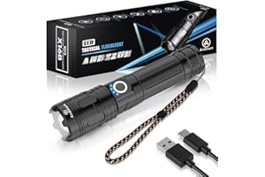 Andizun Torches 10000 Lumens Rechargeable Flashlight, with a Battery Level Indicator Led Torch 5 Modes Super Bright IPX5 USB-C Charging Tactical Flashlights, Elegant Packaging Powerful Flashlight