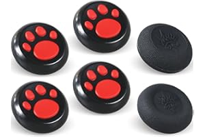 9CDeer Lot de 6 joysticks analogiques performants compatibles avec PS5, PS4, Xbox Series X/S, Xbox One, Switch Pro, manette de chat Noir et rouge