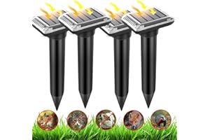 WUGEIN Odstraszacz kretów, 4 sztuki, solarny odstraszacz kretów, z silnikiem wibracyjnym, zasilany energią słoneczną, wodoszczelność IP66, 400-1000 Hz, na ok. 700 m², przeciw zwierzętom glebowym, takim jak