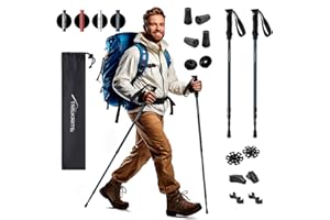 Trekrite Telescopic Walking Poles Set, Collapsible Hiking Poles, 3-Section Anti Shock Trekking Sticks for Men & Women - Adjustable Hiking Sticks with Accessories from a UK Based Company