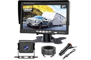 Kairiyard Kit de caméra de recul avec écran LCD HD 7 Pouces et caméra de recul Grand Angle 170°, étanche IP69 Vision Nocturne pour Camion, remorque, Bus, Van, Agriculture (12-24 V)