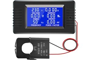 YOJOCK AC 80-260V 100A Current Voltage Amperage Energy Meter Monitor, Power Consumption Electricity Usage Multimeter Digital LCD Display Home Ammeter Voltmeter with Open CT