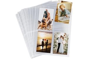 GOSIRM 50er Fotohüllen DIN-A4, 4-Fach Geteilt Fotosichthüllen, Transparent Postkartenhüllen, 0,13mm Sammel-Hüllen Sicht-Tasche, Prospekthülle zum Schutz von Postkarten Fotos, Dokumente, 10,8 x 15,2 cm