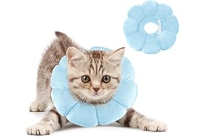 Moosono Halskrause Katze, Weich Halskrausen, Einstellbarer Katzenkragen für Nach Operationen, Sonnenblume Katzen Halskrause für Kleine Hunde und Katzen (Blau)