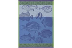 LE JACQUARD FRANÇAIS Le Jacquard Francais paño Moorea, algodón Peinado, océano, 80 x 60 x 0,1 cm