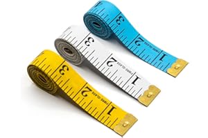 OOTDAY Metro Sarta, Metro a Nastro, Metro da Sarta Morbido, 150 cm/60 pollici, Per Cucito e Misurare Girovita Fianchi Torace Braccia(Bianco, Giallo, Blu)