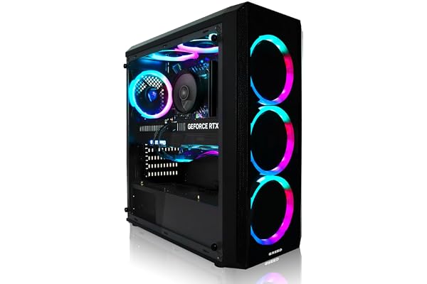 Greed® MK2 - High End PC Gamer - AMD Ryzen 7 5700X + Nvidia Geforce RTX 5060 - Ordinateur RGB Ultra Rapide + PC Gaming 4K Raytracing avec 4.6 GHZ - 32 Go DDR4 RAM - 1 TB SSD - WLAN + W11 Pro