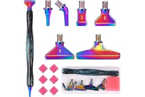 papasgix 14Pcs DIAMOND PAINTING Pens Kits, Glitter Diamond Art Metal Drill Pen Tips with Multi Replacement Pen Heads, 5D DIAMOND PAINTING Accessories Tools for DIY Craft Crystal(Green Colour)