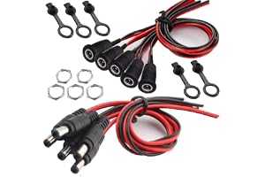 RUNCCI-YUN 18 AWG 12 V 5 A 5,5 x 2,5 mm Power Jack Socket Set,5 x DC Power Jack Socket lågvolts kontakt 5,5 x 2,5 mm (med kab