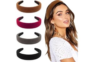 DRESHOW 4 Paket Pannband för Kvinnor och Flickor Sammet Mjuk Pannband Mode Boho Breda Hårband Halkfria Hårtillbehör