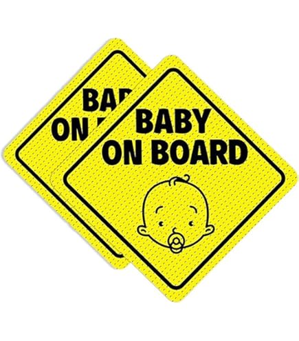 Adesivo Auto 'Baby On Board' - 2 Pezzi, 12.7x12.7cm, Con Ventose - Giallo, Riutilizzabile E Sicuro - Foto 10