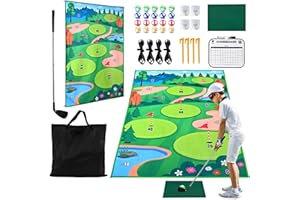 Golf Chipping Mat, Couleeur 70"x47" Golf Practice Mats,Golf Training Mat,Golf Hitting Mat with 20 Balls and 1 Score Board Golf Set for Indoor Outdoor for Kids Adults Family Backyard Game