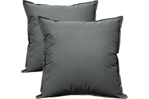 Olivia Rocco Lot de 2 housses coussin imperméables, pour extérieur, jardin, décoratives respirantes terrasse, banc, canapé, mobilier, intérieur, salon, lit, chaise, 60x60 Charbon