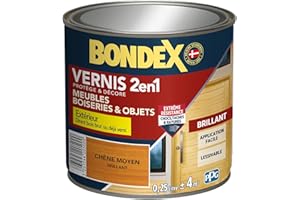 BONDEX - Vernis - Protège et Embellit le Bois - Brillant - 0,25l - Chêne moyen