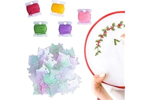 KYSUN 120 Pcs / 5 Color Plastic Floss Bobbins, Thread Card, Embroidery Thread Organiser, Bobbins Card Holder, Bobbins Thread Organiser Storage Holder for Cotton Thread Craft Sewing Storage