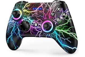 LOQDIVR Switch Pro Controller Kompatibel for Switch/Switch Lite/OLED/PC, One-Key Pairing Gamepad with 9-Colour RGB LEDs High Battery 6-Axis Motion Wake Up Function