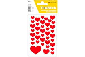 TopStick 1339 naklejki dla dzieci z motywami serca, 40 etykiet na arkusz, 200 etykiet, naklejki dla dzieci na prezenty, scrapbooking, dekoracja, nagrody