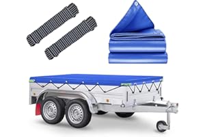 MRWIZMS Lona Impermeable, 256x145x8cm Lona Remolque con Cuerda, Ideal para Pongratz LPA 250/13 und 750kg/850kg/1000kg/1300kg/1500kg/2000kg 251x137cm Remolque