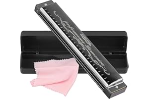 TIOAMY Armónica en Do Harmonica 24 hoyos Clave de C Órgano bucal Polifonía diatónica Harmónico Arpa con estuche para blues Folk Jazz Pop para adultos, niños, principiante, regalo