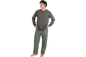 TRAMAS+ Pijama de Hombre Largo,100% Algodón, con Manga Larga y Pantalón Largo para Hombre, Conjunto de Ropa para Dormir, Pijama de Caballero, Pijama Hombre Primavera