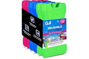 G4GADGET 16cm Freezer Blocks – Pack of 4 – Long-Lasting Reusable Ice Packs for Coolers, Picnic Bags, Travel & Outdoor Adventu
